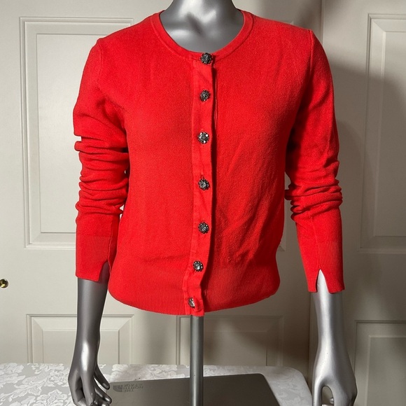 Zara Knits Women Cardigan Jewel Rhinestone Buttons Size Medium - Picture 3 of 9